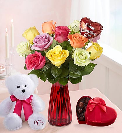 One Dozen Assorted Roses for Romance